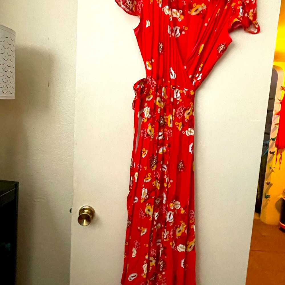 Free People Red Wrap Dress